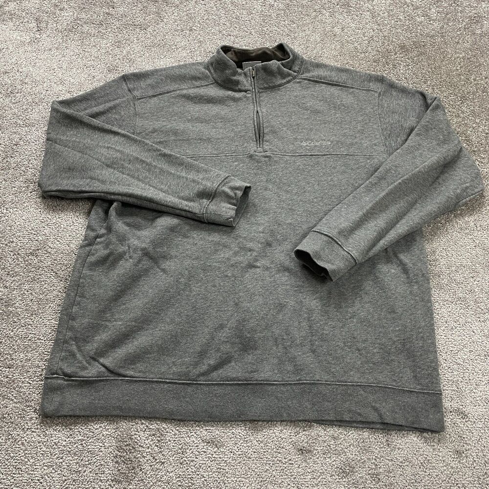 Columbia Sweatshirt Mens XXL Gray 1/4 Zip Mock Neck Long Sleeve Outdoor Casual